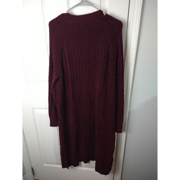 CENY Woman M Burgundy Duster Cardigan Sweater Pockets LS Casual Comfort NWOT - Picture 8 of 8
